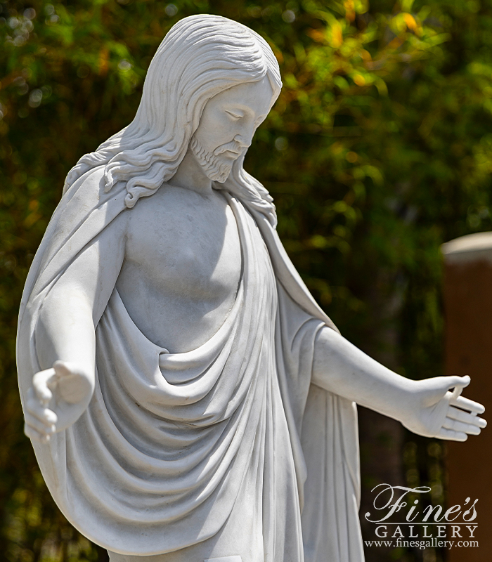 Marble Statues  - White Marble Jesus Statue - MS-1164